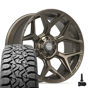 Set(4) 22x10 4P06 Satin Bronze - 6x135 &amp; 6x139.7 -18ET with 33x12.50r22 TBB TS-57 RT Tires &amp; TPMS