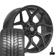 Set(4) 24x10 4P06 Satin Black - 6x135 &amp; 6x139.7 +18ET with 295/35r24 Sailun Atrezzo SVR LX+ Tires &amp; TPMS