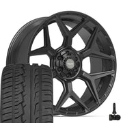 Set(4) 24x10 4P06 Satin Black - 6x135 &amp; 6x139.7 +18ET with 305/35r24 Ironman iMove GEN 2 Tires &amp; TPMS