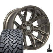 Set(4) 22x10 4P40 Satin Bronze - 6x135 &amp; 6x139.7 -18ET with 285/45r22 TBB TS-37 AT Tires &amp; TPMS