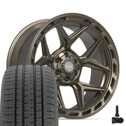 Set(4) 22x10 4P55 Satin Bronze - 6x135 &amp; 6x139.7 -18ET with 285/45r22 Bridgestone Dueler Alenza HL Tires &amp; TPMS