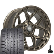 Set(4) 22x10 4P55 Satin Bronze - 6x135 &amp; 6x139.7 -18ET with 285/45r22 Goodyear Eagle Sport Tires &amp; TPMS