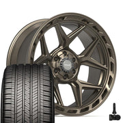 Set(4) 22x10 4P55 Satin Bronze - 6x135 &amp; 6x139.7 -18ET with 285/45r22 Goodyear Eagle Touring Tires &amp; TPMS