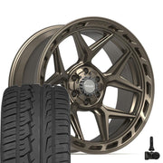 Set(4) 22x10 4P55 Satin Bronze - 6x135 &amp; 6x139.7 -18ET with 285/45r22 Ironman iMove GEN 2 SUV Tires &amp; TPMS