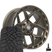 Set(4) 22x10 4P55 Satin Bronze - 6x135 &amp; 6x139.7 -18ET with 285/45r22 Sailun TerraMax RT Tires &amp; TPMS