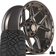 Set(4) 22x10 4P55 Satin Bronze - 6x135 &amp; 6x139.7 -18ET with 33x12.50r22 Sailun TerraMax RT Tires &amp; TPMS