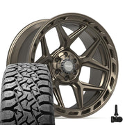 Set(4) 22x10 4P55 Satin Bronze - 6x135 &amp; 6x139.7 -18ET with 33x12.50r22 TBB TS-57 RT Tires &amp; TPMS