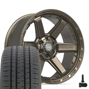 Set(4) 22x10 4P63 Satin Bronze - 6x135 &amp; 6x139.7 -18ET with 285/45r22 Bridgestone Dueler Alenza HL Tires &amp; TPMS