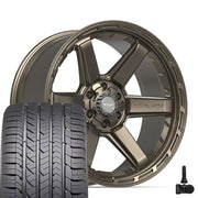 Set(4) 22x10 4P63 Satin Bronze - 6x135 &amp; 6x139.7 -18ET with 285/45r22 Goodyear Eagle Sport Tires &amp; TPMS