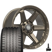 Set(4) 22x10 4P63 Satin Bronze - 6x135 &amp; 6x139.7 -18ET with 285/45r22 Goodyear Eagle Touring Tires &amp; TPMS