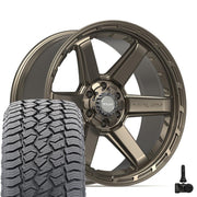 Set(4) 22x10 4P63 Satin Bronze - 6x135 &amp; 6x139.7 -18ET with 285/45r22 Sailun TerraMax AT2 Tires &amp; TPMS