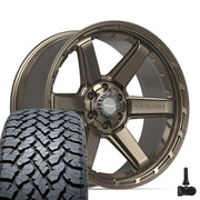 Set(4) 22x10 4P63 Satin Bronze - 6x135 &amp; 6x139.7 -18ET with 285/45r22 TBB TS-37 AT Tires &amp; TPMS