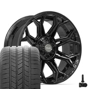 Set(4) 20x9 4P83 Gloss Black - 6x135 &amp; 6x139.7 +0ET with 275/55r20 Goodyear Eagle LS2 Tires &amp; TPMS
