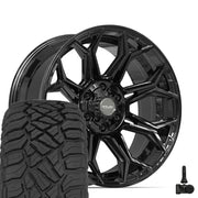 Set(4) 20x9 4P83 Gloss Black - 6x135 &amp; 6x139.7 +0ET with 275/55r20 Sailun TerraMax RT Tires &amp; TPMS