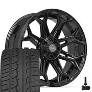 Set(4) 22x9 4P83 Gloss Black - 6x135 &amp; 6x139.7 +12ET with 285/45r22 Ironman iMove GEN 2 SUV Tires &amp; TPMS