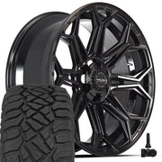 Set(4) 22x9 4P83 Gloss Black - 6x135 &amp; 6x139.7 +12ET with 33x12.50r22 Sailun TerraMax RT Tires &amp; TPMS