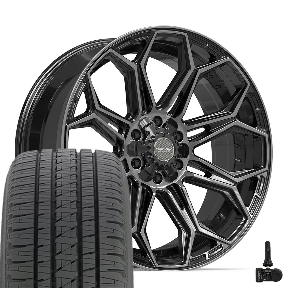 4PLAY 4P83 22x9 6x135 + 6x139.7 Gloss Black Brushed with Tinted Clear ...