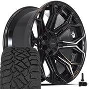 Set(4) 22x10 4P83 Gloss Black - 6x135 &amp; 6x139.7 -18ET with 285/45r22 Sailun TerraMax RT Tires &amp; TPMS