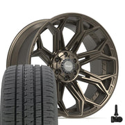 Set(4) 22x10 4P83 Satin Bronze - 6x135 &amp; 6x139.7 -18ET with 285/45r22 Bridgestone Dueler Alenza HL Tires &amp; TPMS