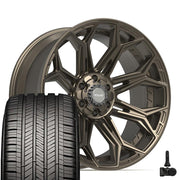 Set(4) 22x10 4P83 Satin Bronze - 6x135 &amp; 6x139.7 -18ET with 285/45r22 Goodyear Eagle Touring Tires &amp; TPMS