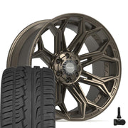 Set(4) 22x10 4P83 Satin Bronze - 6x135 &amp; 6x139.7 -18ET with 285/45r22 Ironman iMove GEN 2 SUV Tires &amp; TPMS