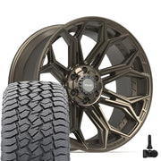 Set(4) 22x10 4P83 Satin Bronze - 6x135 &amp; 6x139.7 -18ET with 285/45r22 Sailun TerraMax AT2 Tires &amp; TPMS