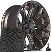 Set(4) 22x10 4P83 Satin Bronze - 6x135 &amp; 6x139.7 -18ET with 33x12.50r22 Sailun TerraMax RT Tires &amp; TPMS