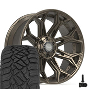 Set(4) 22x10 4P83 Satin Bronze - 6x135 &amp; 6x139.7 -18ET with 33x12.50r22 Sailun TerraMax RT Tires &amp; TPMS