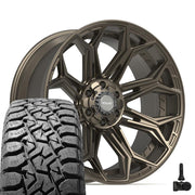 Set(4) 22x10 4P83 Satin Bronze - 6x135 &amp; 6x139.7 -18ET with 33x12.50r22 TBB TS-57 RT Tires &amp; TPMS