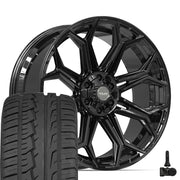 Set(4) 24x10 4P83 Gloss Black - 6x135 &amp; 6x139.7 +18ET with 295/35r24 Ironman iMove GEN 2 Tires &amp; TPMS