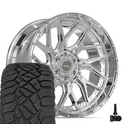 Set(4) 22x10 4PL28 Chrome - 6x135 &amp; 6x139.7 -18ET with 285/45r22 Sailun TerraMax RT Tires &amp; TPMS