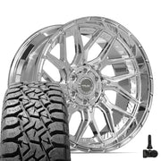 Set(4) 22x10 4PL28 Chrome - 6x135 &amp; 6x139.7 -18ET with 33x12.50r22 TBB TS-57 RT Tires &amp; TPMS