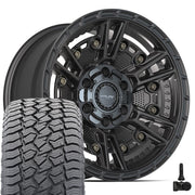 Set(4) 17x9 4PS01 Satin Black - 6x135 &amp; 6x139.7 -6ET with 265/70r17 Sailun TerraMax AT2 Tires &amp; TPMS