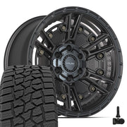 Set(4) 18x9 4PS01 Satin Black - 6x135 &amp; 6x139.7 -6ET with 275/65r18 Ironman All Country AT-X Tires &amp; TPMS