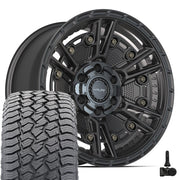 Set(4) 18x9 4PS01 Satin Black - 6x135 &amp; 6x139.7 -6ET with 275/65r18 Sailun TerraMax AT2 Tires &amp; TPMS