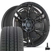 Set(4) 20x9 4PS01 Satin Black - 6x135 &amp; 6x139.7 -6ET with 275/55r20 Bridgestone Dueler Alenza HL Plus Tires &amp; TPMS