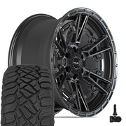 Set(4) 20x9 4PS01 Satin Black - 6x135 &amp; 6x139.7 -6ET with 275/55r20 Sailun TerraMax RT Tires &amp; TPMS