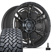 Set(4) 20x9 4PS01 Satin Black - 6x135 &amp; 6x139.7 -6ET with 275/55r20 TBB TS-37 AT Tires &amp; TPMS