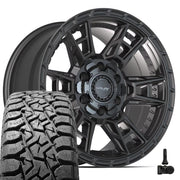 Set(4) 17x9 4PS20 Satin Black - 6x135 &amp; 6x139.7 +18ET with 33x12.50r17 TBB TS-57 RT Tires &amp; TPMS