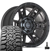 Set(4) 17x9 4PS20 Satin Black - 6x135 &amp; 6x139.7 -6ET with 33x12.50r17 TBB TS-57 RT Tires &amp; TPMS