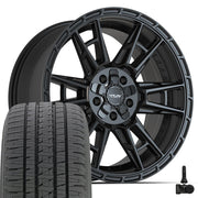 Set(4) 20x9 4PS20 Satin Black - 5x127 &amp; 5x139.7 +18ET with 275/55r20 Bridgestone Dueler Alenza HL Plus Tires &amp; TPMS