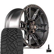 Set(4) 20x9 4PS20 Satin Black - 5x127 &amp; 5x139.7 +18ET with 275/55r20 Sailun TerraMax RT Tires &amp; TPMS