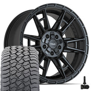 Set(5) 20x9 4PS20 Satin Black - 5x127 &amp; 5x139.7 +18ET with 275/55r20 Sailun TerraMax AT2 Tires &amp; TPMS
