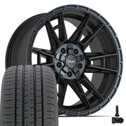 Set(4) 20x9 4PS20 Satin Black - 5x127 &amp; 5x139.7 -6ET with 275/55r20 Bridgestone Dueler Alenza HL Plus Tires &amp; TPMS
