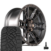 Set(4) 20x9 4PS20 Satin Black - 5x127 &amp; 5x139.7 -6ET with 275/55r20 Sailun TerraMax RT Tires &amp; TPMS