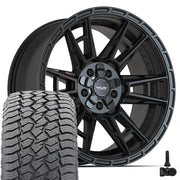 Set(5) 20x9 4PS20 Satin Black - 5x127 &amp; 5x139.7 -6ET with 275/55r20 Sailun TerraMax AT2 Tires &amp; TPMS