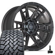 Set(4) 20x9 4PS20 Satin Black - 6x135 &amp; 6x139.7 +18ET with 275/55r20 TBB TS-37 AT Tires &amp; TPMS