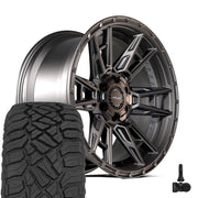 Set(4) 20x9 4PS20 Satin Black - 6x135 &amp; 6x139.7 -6ET with 275/55r20 Sailun TerraMax RT Tires &amp; TPMS