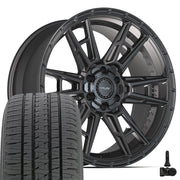 Set(4) 22x10 4PS20 Satin Black - 6x135 &amp; 6x139.7 +24ET with 285/45r22 Bridgestone Dueler Alenza HL Tires &amp; TPMS