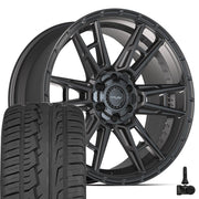 Set(4) 22x10 4PS20 Satin Black - 6x135 &amp; 6x139.7 +24ET with 285/45r22 Ironman iMove GEN 2 SUV Tires &amp; TPMS